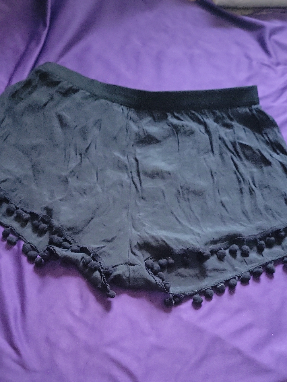 Black Pom-Pom Swim Coverup Shorts
